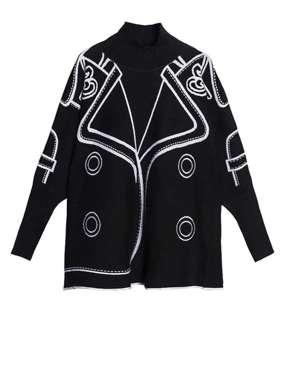 [EAM] Both Side Wear Big Size Knitting Sweater Turtleneck Long Sleeve Women Pullovers New Fashion Autumn Winter 2025 1DE3629