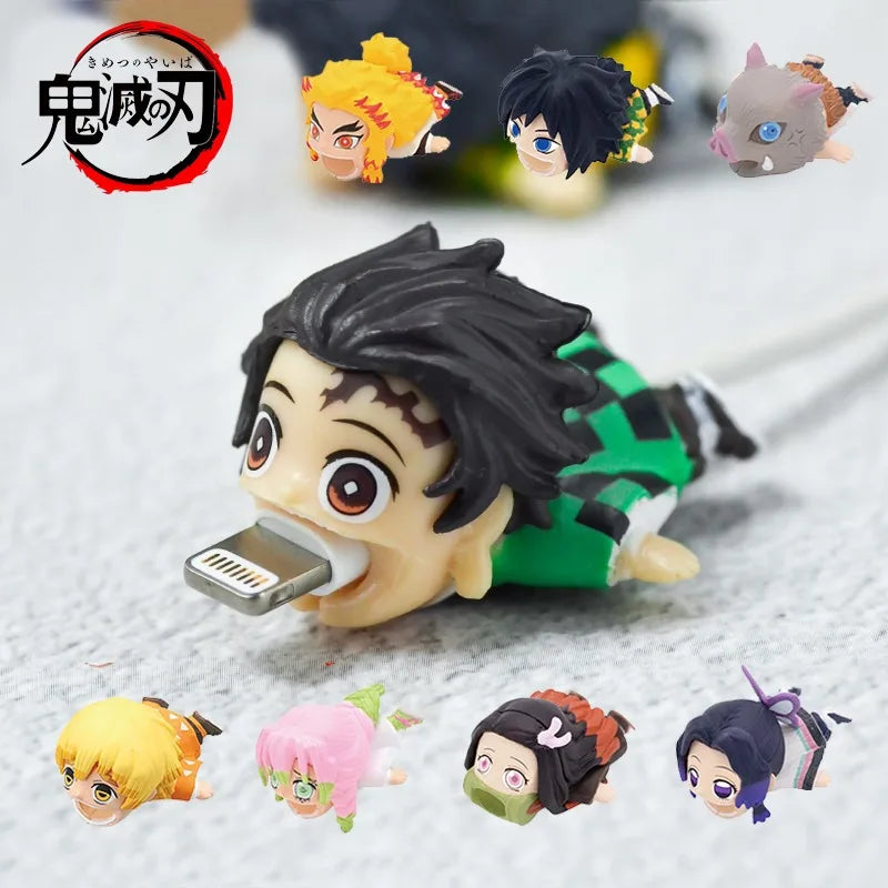 Anime Demon Slayer Charging Cord Protection Tanjirou USB Cable Case for IPhone Xiaomi Universal Protective Cover Decor Gifts SS69