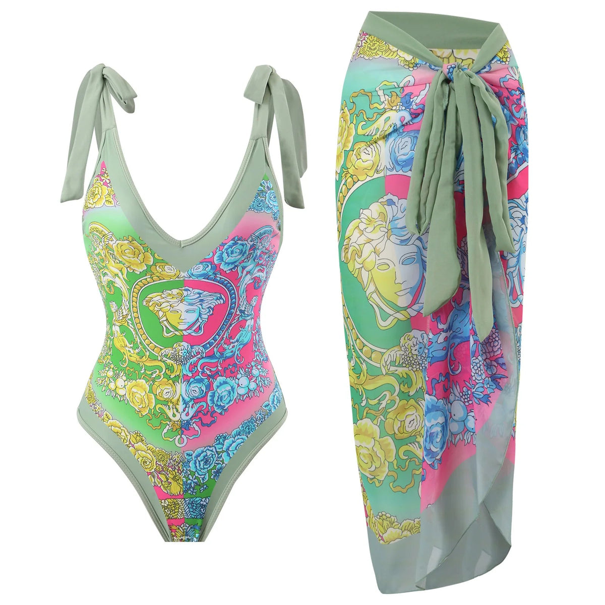 2023 New Arrival Push Up Women Bikini Set Floral Printed Ruffle Bikinis Strappy Bandage Swimwear Brazilian Biquini Bathing Suit SS69