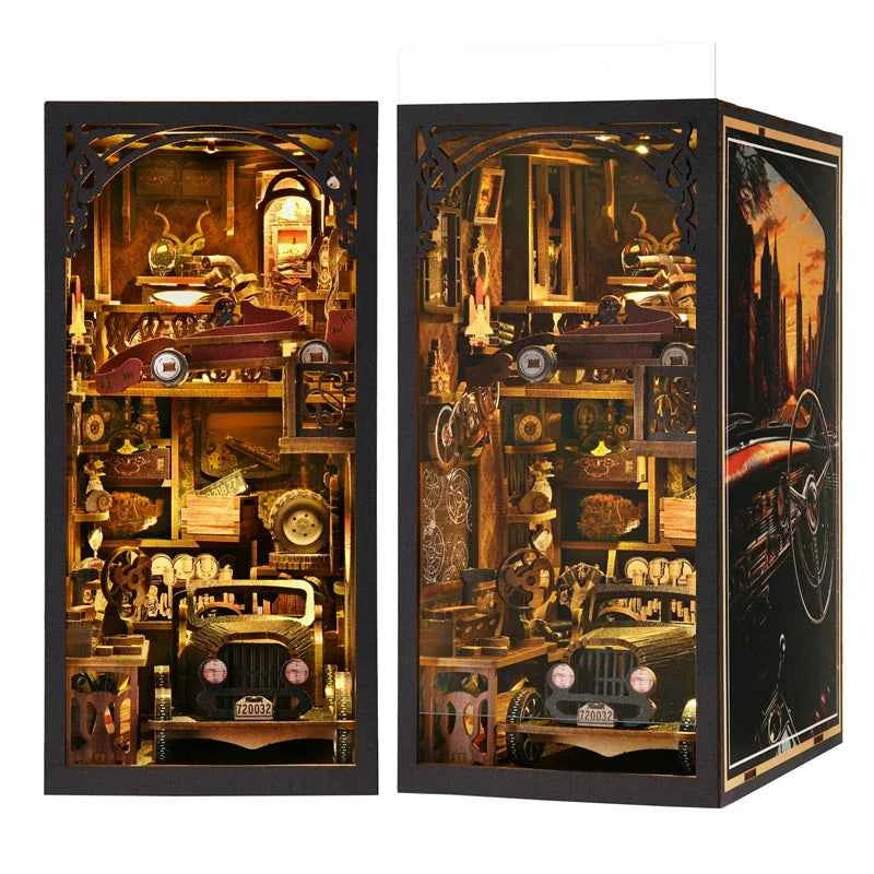 Book Nook Kit My Puppy Family DIY Wooden Puzzle Bookshelf Insert Decor Dollhouse Model Bookend Building Home Decoration Gifts