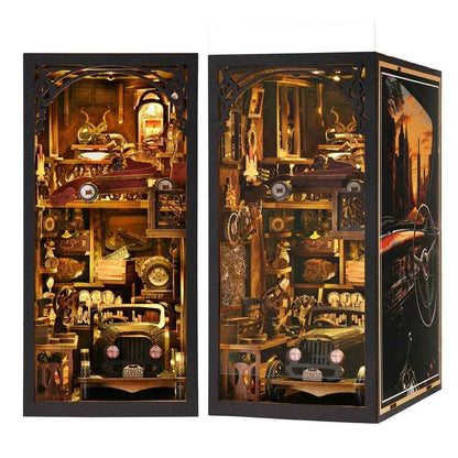 Book Nook Kit Classic Car F1 DIY Wooden Puzzle Bookshelf Insert Decor Dollhouse Model Bookend Building Home Decoration Gifts