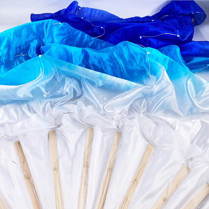 150cm Long Silk Veil Fan With LED Light Bamboo Silk Fan Practice and Stage Performance Dance Costumes Belly Dance Accessories SS69