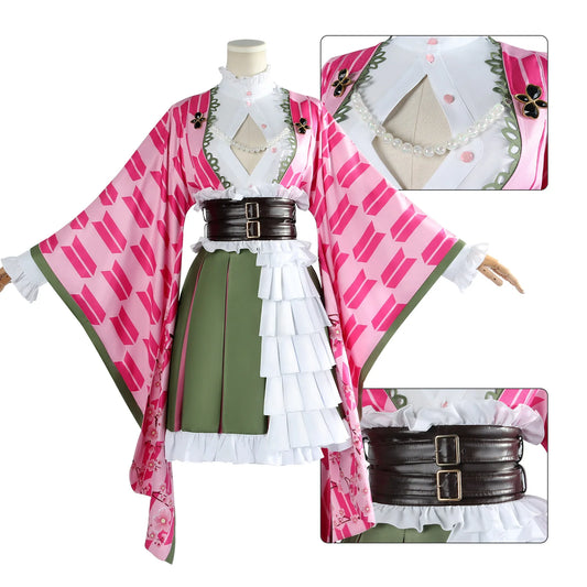 SS69 Kanroji Mitsuri Women's Anime Cosplay Costume Set with Wig and Belt