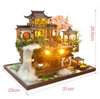 DIY Wooden Chinese Ancient Casa Miniature Building Kits Bookend With Lights Assembled Bookshelf Home Decoration Friends Gifts SS69