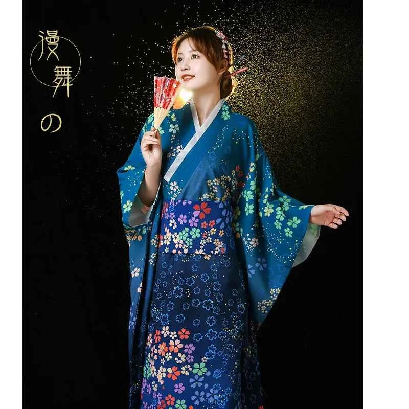 Fashion National Trends Women Sexy Kimono Yukata With Obi Novelty Evening Dress Japanese Cosplay Costume Floral One Size
