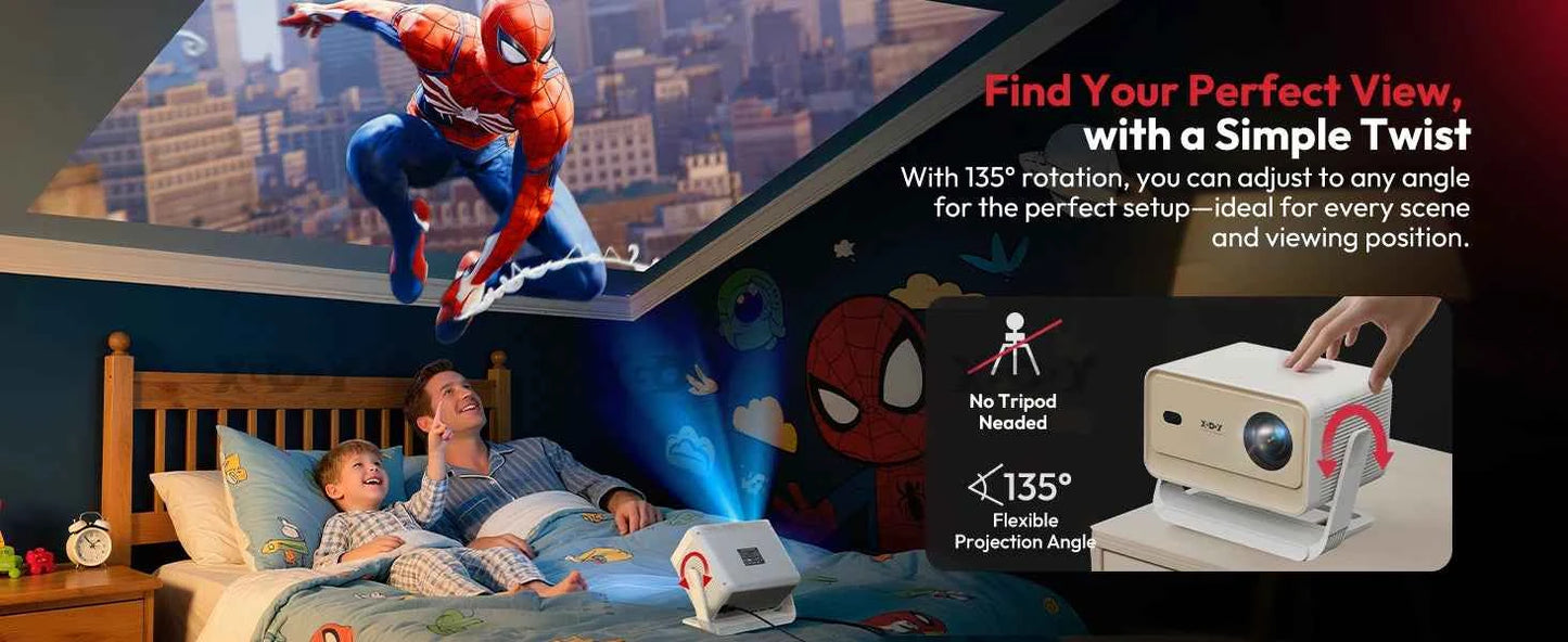 XGODY Gimbal N6 Pro 4K Projector Netflix Officially 700 Ansi Native 1080P Auto Focus Whale OS TV for Movie Home Theater