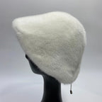Women's Real Mink Fur Bucket Hat - Warm Winter Dome Cap