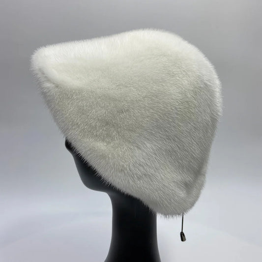 Hot Luxury Women Hat Real Mink Fur Winter Fashionable Woman Bucket Hats Cold Cap Outdoor Warm Snow Fur Bucket Hat Dome Nana hats