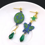 Anime JoJo Bizarre Adventure Drop Earrings Cosplay Props JOJO Kakyoin Noriaki Butterfly Cherry Earrings Ear Clip Jewelry Gift