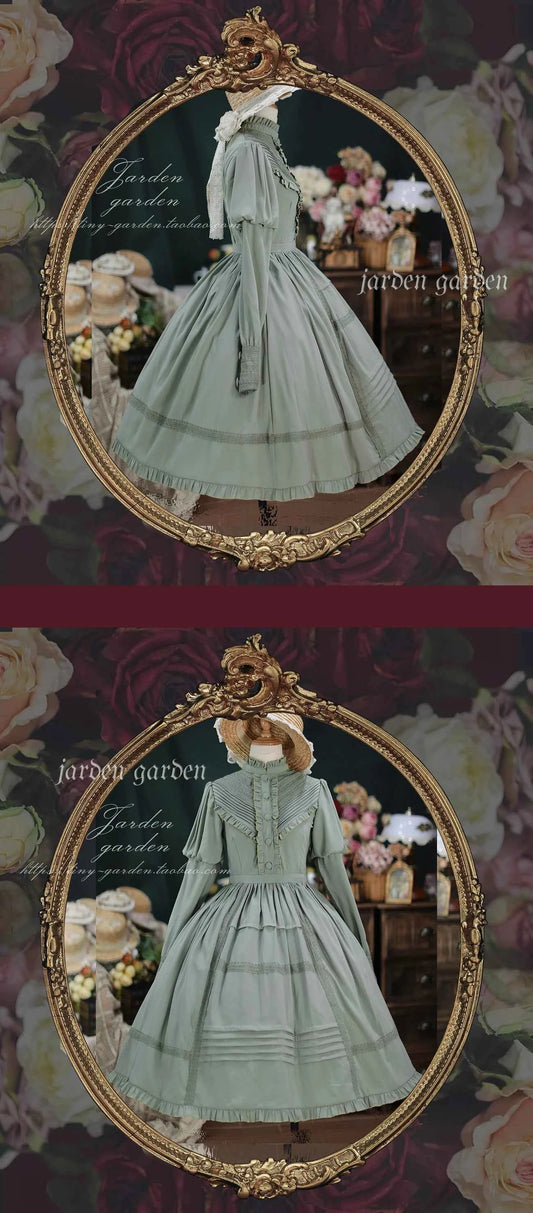 2025 New Classical Long-sleeved Stand-up Collar Slim-fitting Dress Japanese Sweet and Cute Girl Lolita OP Mid-length Dresses