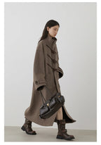CHIC VEN Women's Wool Blend Turtleneck Long Coat with Button Detail
