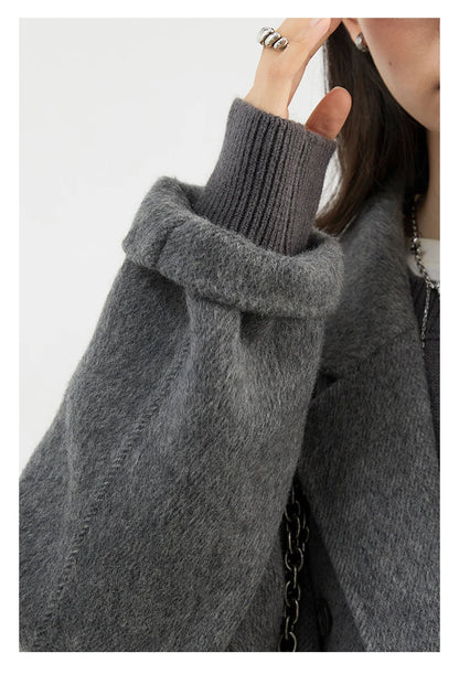 CHIC VEN Women Woolen Coat Double-breasted Basic Loose Casual Retro New Long Double-sided Female Overcoat Autumn Winter 2026