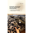 Leopard Print Plush Quilt Cover Set - Warm Coral Fleece
