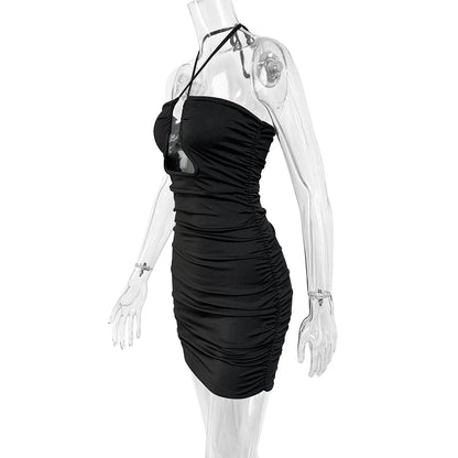 Summer Sexy Neck Lace-up Dress New Fishbone Hollow Pleated Suspender Mini Women Party Dresses Plus Size 9XL 8XL 7XL 6XL XXXXXL SS69