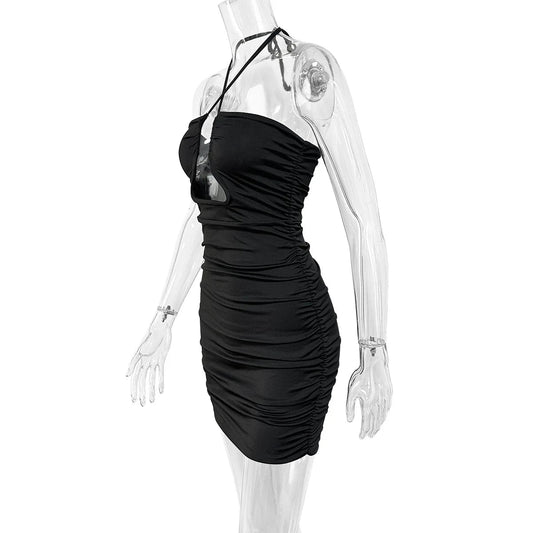 Summer Sexy Neck Lace-up Dress New Fishbone Hollow Pleated Suspender Mini Women Party Dresses Plus Size 9XL 8XL 7XL 6XL XXXXXL SS69