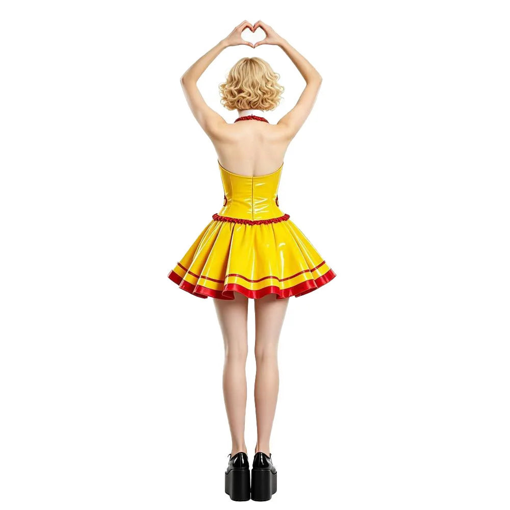Anime Restaurant Waiter Uniform Virtual Idol Dress Cosplay Red Yellow Dress Woman Adult Stage Uniform Halloween Party