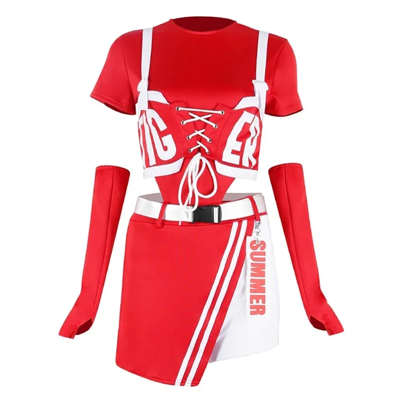 Women's Red Jazz Dance Performance Suit