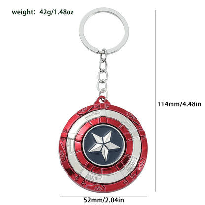Marvel Captain America Shield Keychain Fun Rotate Relieve Anxiety Toy Keyring Avengers Car Bag Key Holder SS69