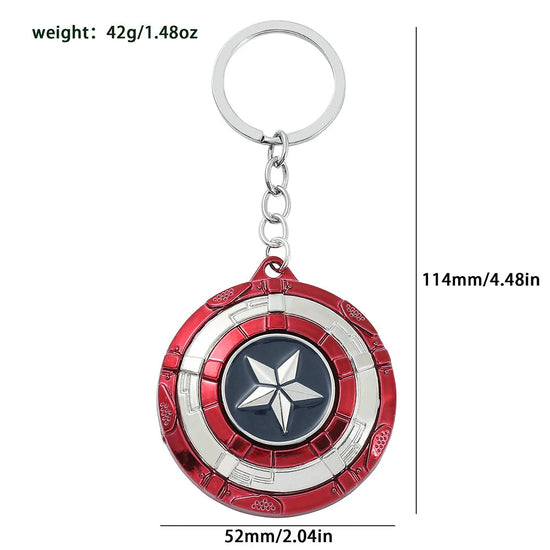 Marvel Captain America Shield Keychain Fun Rotate Relieve Anxiety Toy Keyring Avengers Car Bag Key Holder SS69