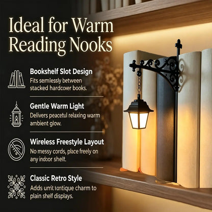 Miniature Hanging Shelf Lamp Decorative Bookshelf Lighting Warm LED Night Light Library Lantern Reading Nook Desk Ornament Literary Decor Book Lover Gift Home Halloween Decorations