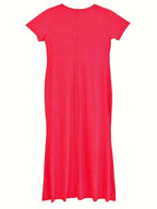 Women's Large Size Woven Summer Festival Solid Color Dress