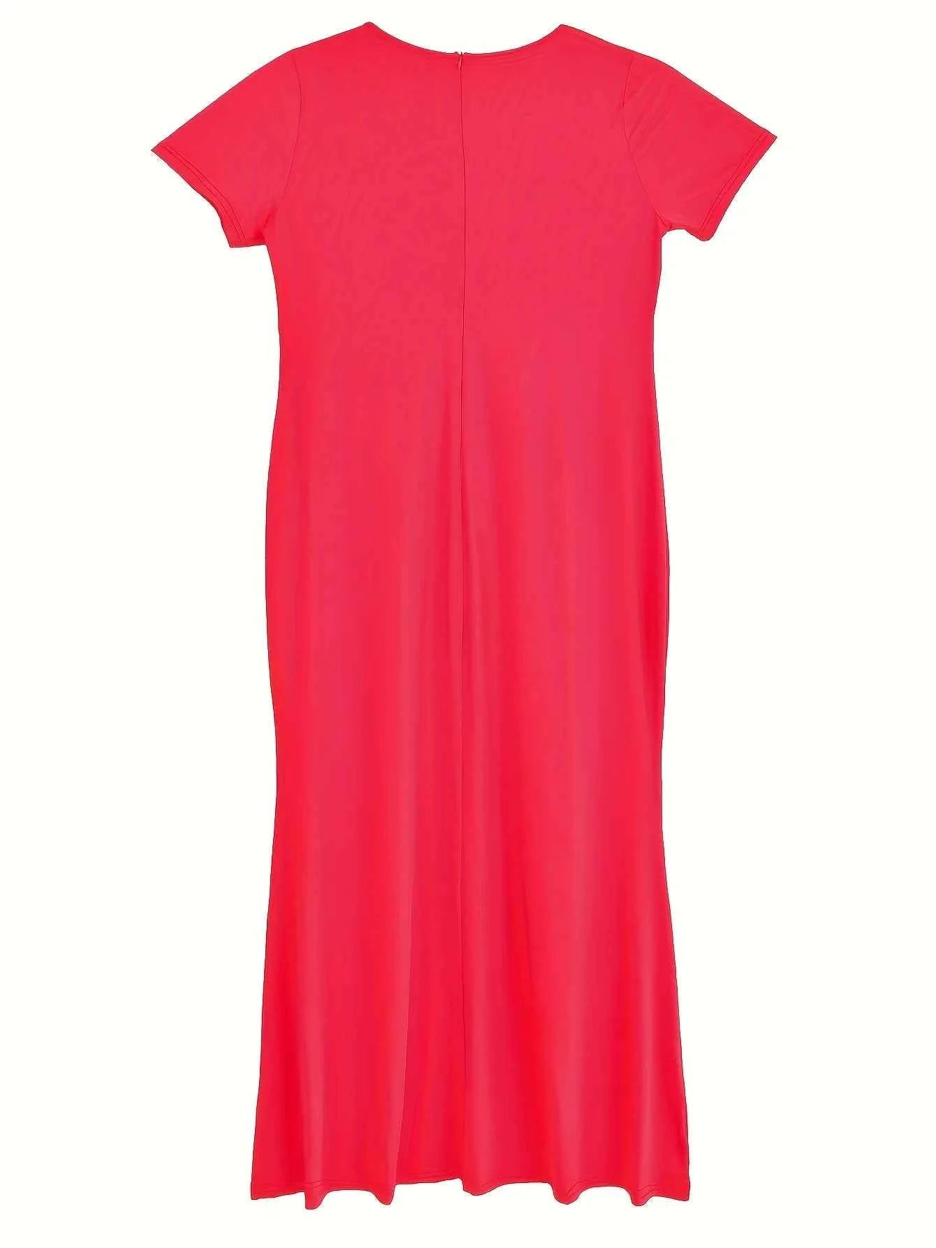 Women's Large Size Woven Summer Festival Solid Color Dress