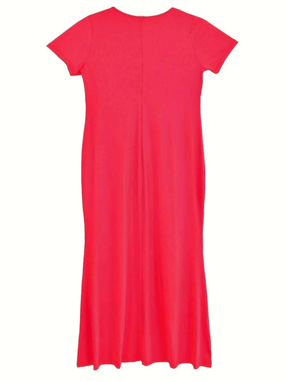 Women's Large Size Woven Summer Festival Solid Color Dress