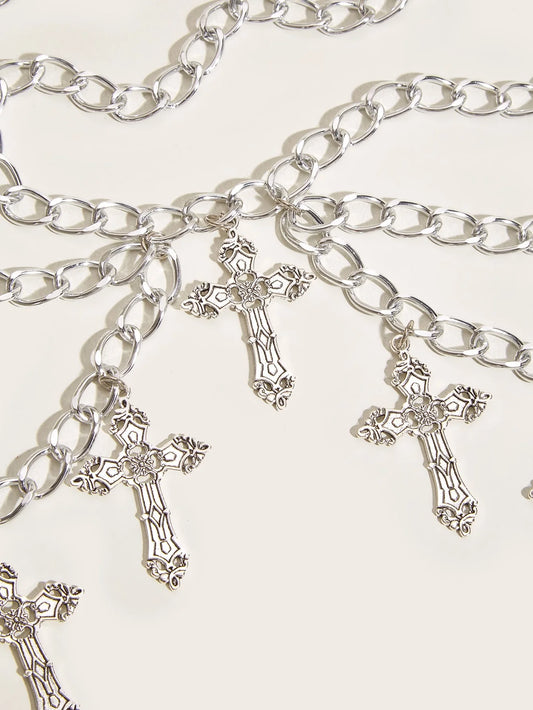 SS69 Women's Cross Waist Chain, Adjustable Metal Body Jewelry for Punk Style