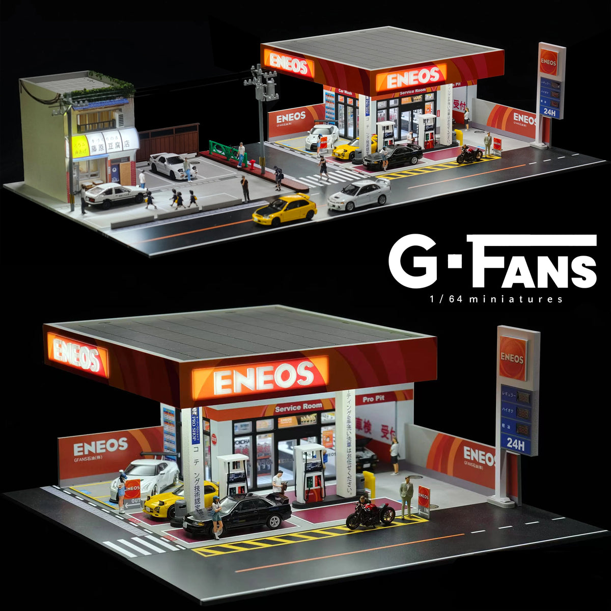 1/64 Scale Diecast Car Garage Diorama with LED Lighting