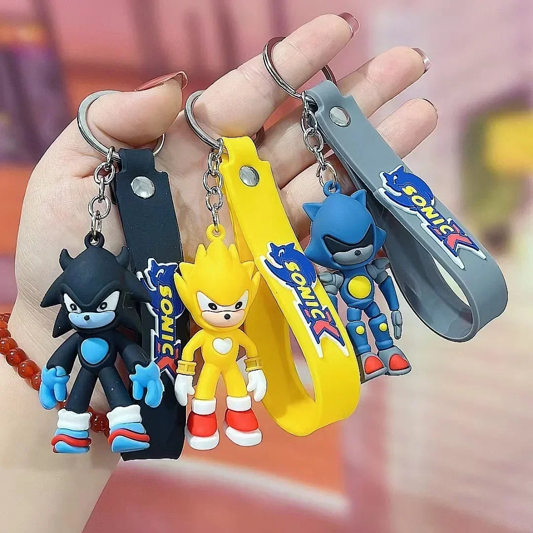 Sonic The Hedgehog Keychain Cartoon Anime Backpack Pendant Car Keyring Kawaii Key Chain Decor Accessories Toy Kids Birthday Gift SS69