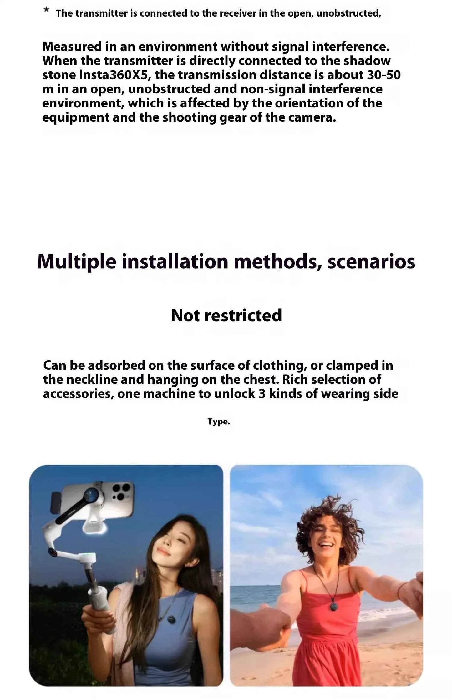 Insta360 X5 Mic Air Transmitter 48khz High-Quality Noise Reduction Compatibility Flow 2 Pro Custom  Recording Upport One-Click