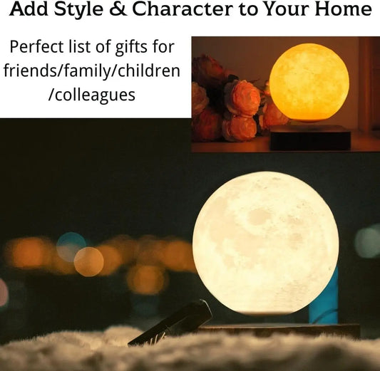 Suitsamus Magnetic Levitating Moon Lamp with 3 Color Modes LED Night Light