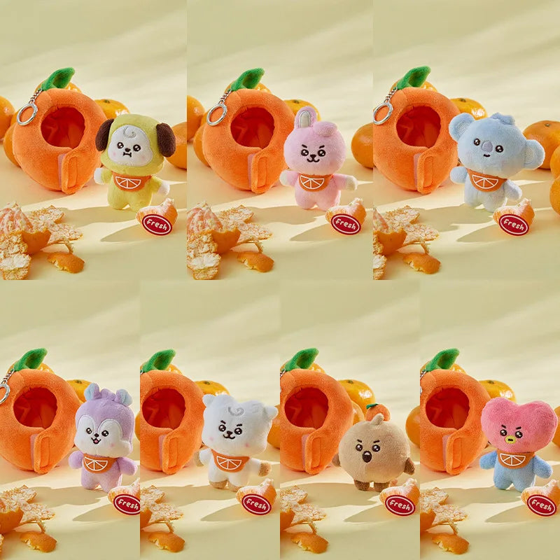 Orange Cartoon Plush Keychain 10cm Stuffed Bag Charm