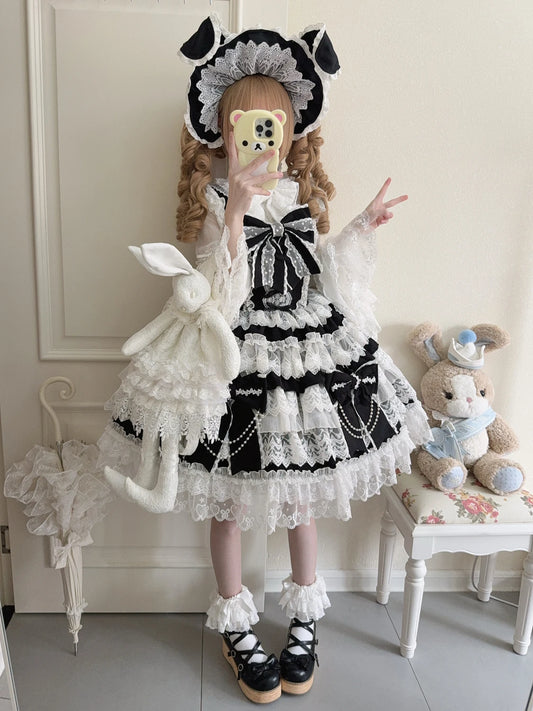 Women's Pink Lolita Dress Cape Set New Spring Women's Sweet Girl Lace Princess Jsk Cake Dress Fairy Suspender Dress Shirt Outfit