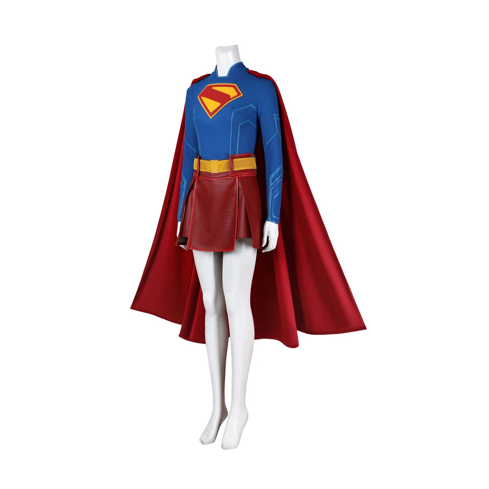 Supergirl Cosplay Costume Set with Jumpsuit, Cape, and Belt