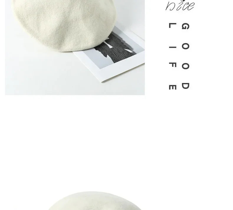 100% Wool Oversize Women's Beret Hat - Warm & Stylish Painter Cap