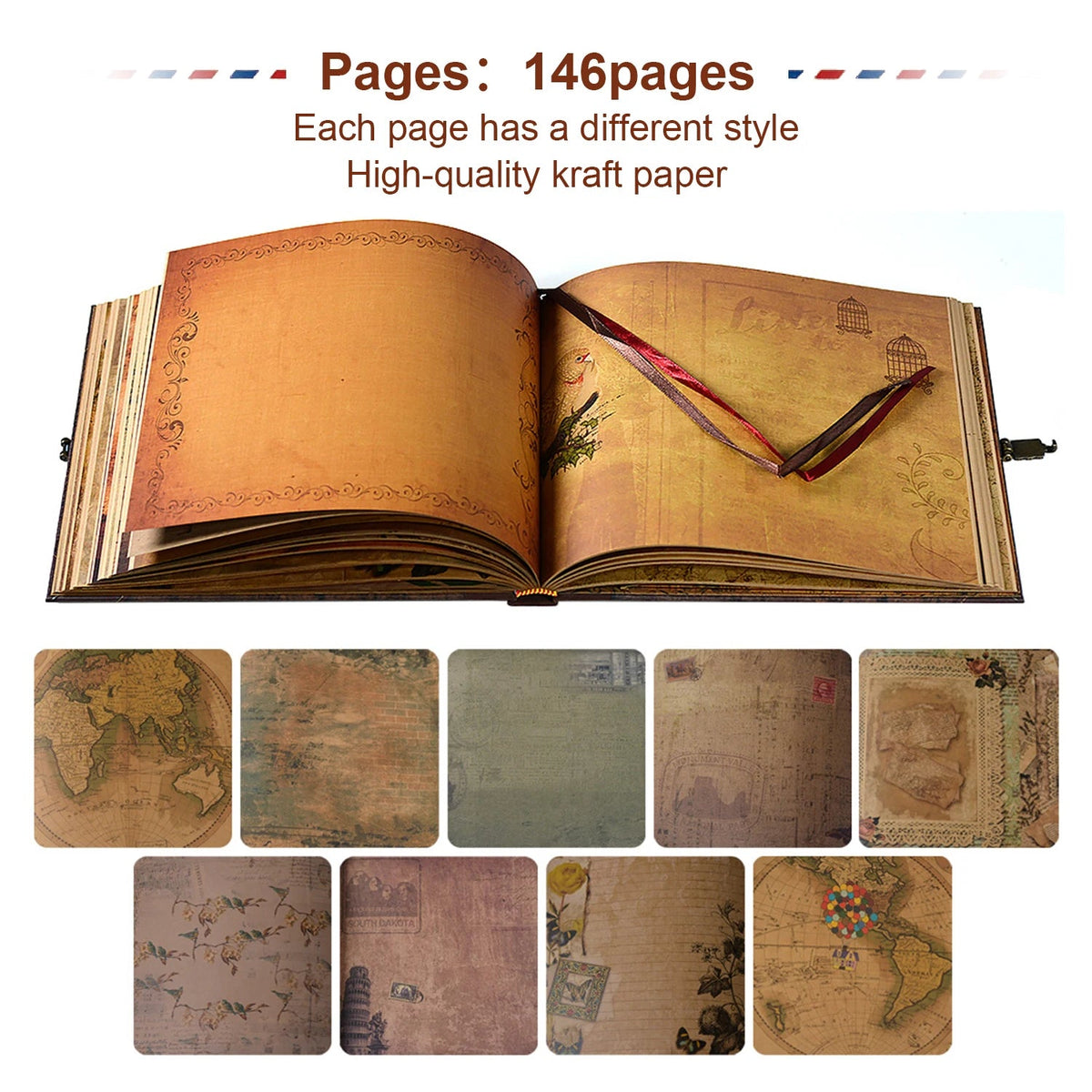 Our Adventure Book 146 Page DIY Handmade Photo Album Scrapbook Retro Kraft Album Anniversary Wedding Memory Mother's Day Gift SS69