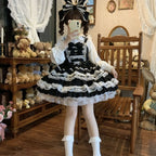 French Lolita Strap Dress Lace Patchwork Cosplay Outfit Y2K Vintage Elegant Girls Sweet Party Kawaii Dress Women Clothing 2026