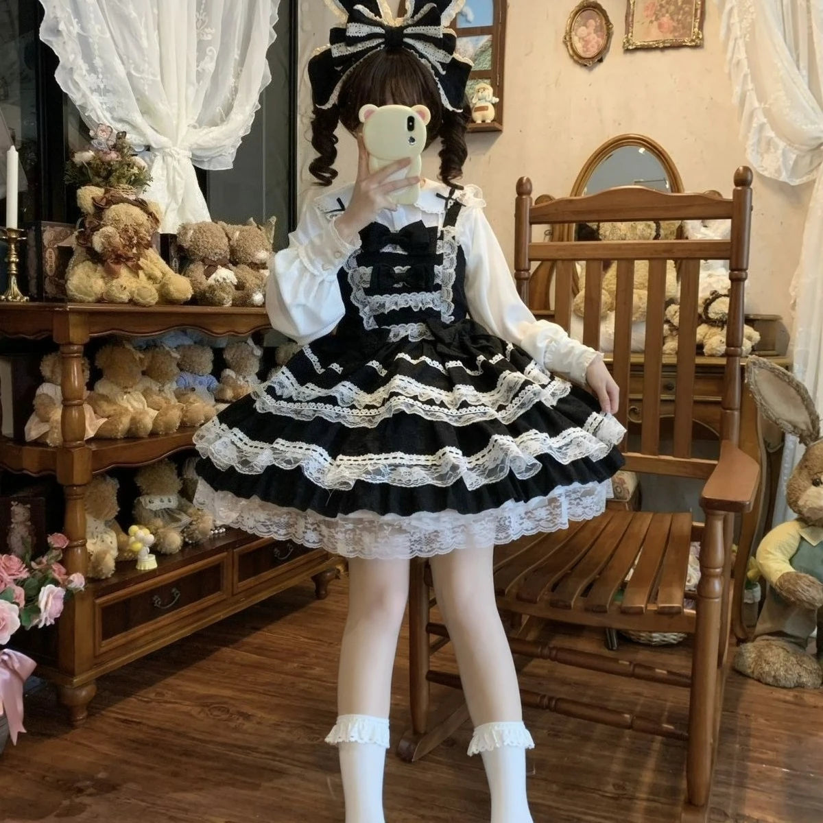 French Lolita Strap Dress Lace Patchwork Cosplay Outfit Y2K Vintage Elegant Girls Sweet Party Kawaii Dress Women Clothing 2026