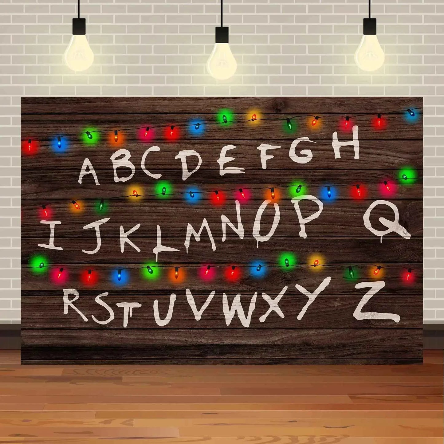 American TV Stranger Theme Background Lights Alphabet Episode Series Vinyl Banner Party Decoration Supplies Photo Prop Baby Gift