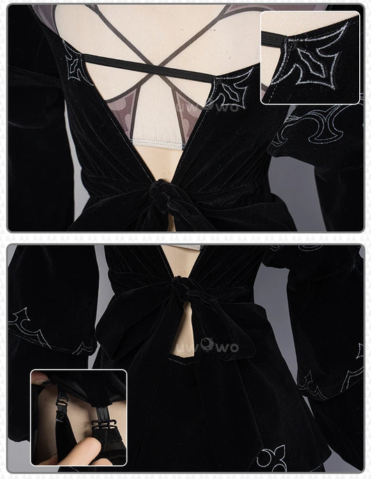 UWOWO 2B Cosplay Costume Dress - Synthetic Game Character Outfit for Adults