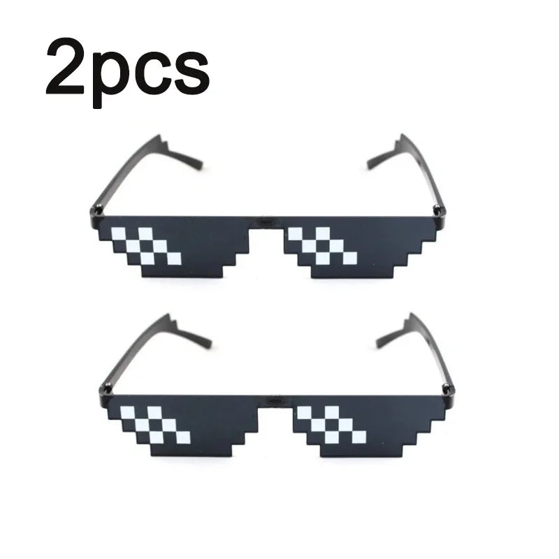 Pixelated Sunglasses with Mirror Lenses - Vintage Rimless Shades