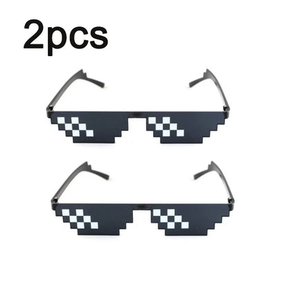 1-8pcs Mosaic Sunglasses Cool Party Vintage Shades Eyewear For Men Pixelated Sunglasses Funny Women Glasses