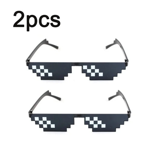 1-8pcs Mosaic Sunglasses Cool Party Vintage Shades Eyewear For Men Pixelated Sunglasses Funny Women Glasses