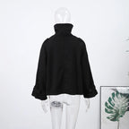 Fashion Short Woolen Coat For Women Stand Collar Full Sleeve Loose Zipper Jacket Female 2025 Spring Autumn Solid Lady Outwear