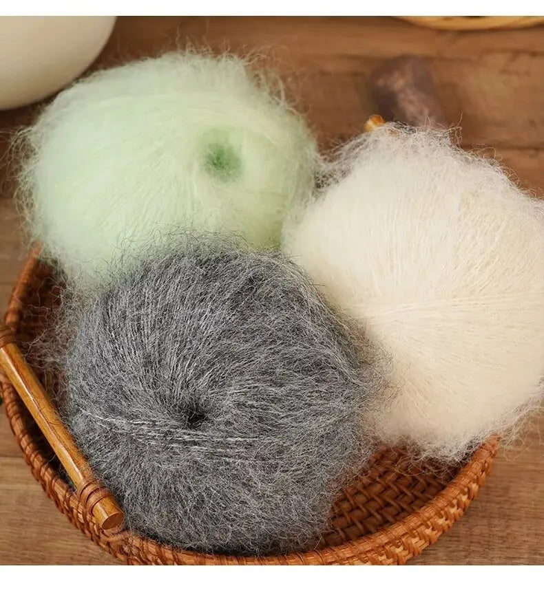 300g Colorful Long-Haired Alpaca Mohair Yarn Handmade DIY Material Knitting Autumn and Winter Fashion Women's Sweater Sweater Jacket Shawl Yarn Ball 1 Piece = 6 Pieces = 300g