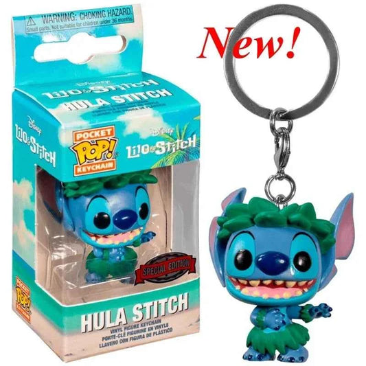 New 22 Styles Funko Pocket pop Keychains Mickey Mouse Minnie Donald Duck Stitch Angel Elvis TIKI Lilo Scrump Vinyl Figure Toys