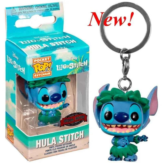 New 22 Styles Funko Pocket pop Keychains Mickey Mouse Minnie Donald Duck Stitch Angel Elvis TIKI Lilo Scrump Vinyl Figure Toys