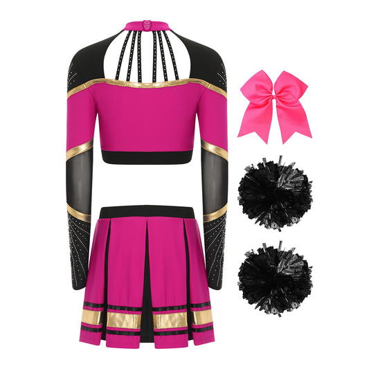 SS69 Women Cheerleading Performance Costume Set with Crop Top and Skirt