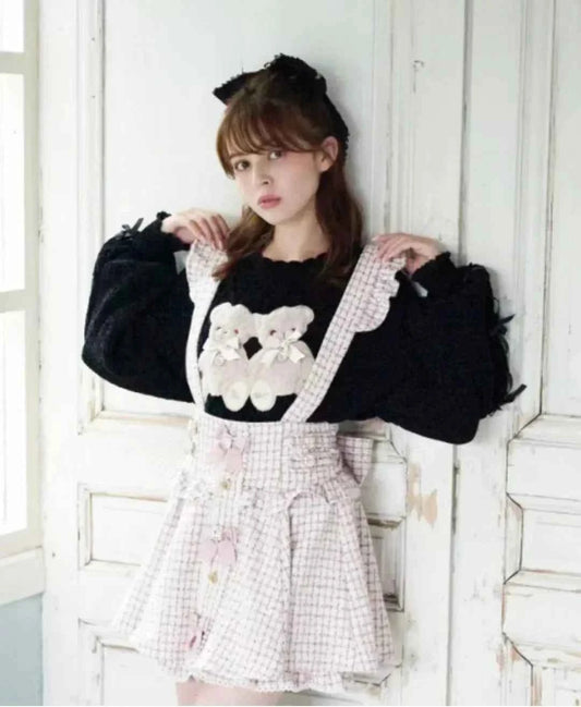 Mine Style Autumn and Winter Classic Cartoon Bear Sweater Lady Girls Sweet Round Neck Loose Sweater Japanese Liz Knit Tops